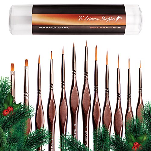 Miniature Paint Brushes Art. Minute Series XII 12pc Fine Detail Paint Brush Set for Model Miniature Painting Kit. Fine Point Small Artist Brushes for D'Artisan Shoppe