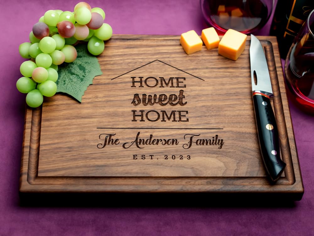 Straga Personalized Cutting Boards | Handmade Wood Engraved Charcuterie | Custom Housewarming, Home Purchase Gift for Homeowners, Real Estate Agents Straga