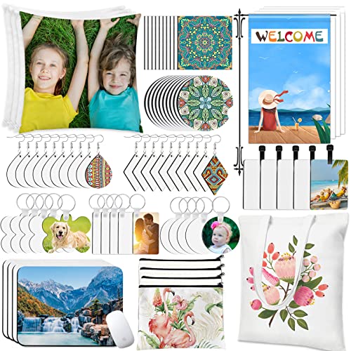 NEOACT 132Pcs Sublimation Blanks Set for Adults - DIY Craft Kit NEOACT