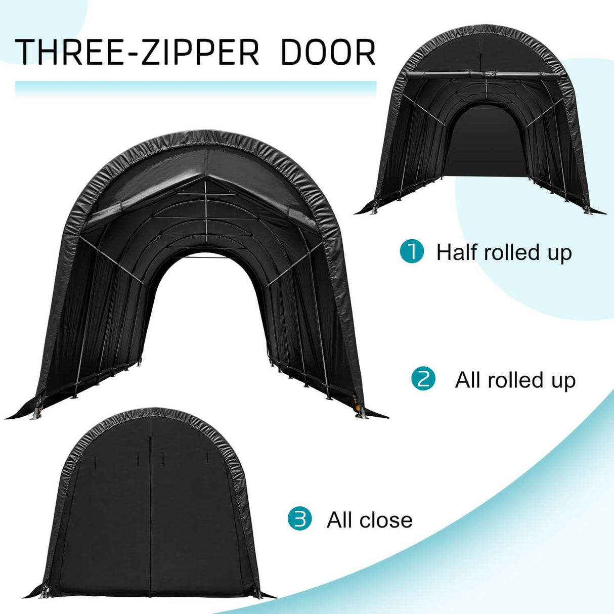 MELLCOM Portable Garage, 12' x 20' x 9.8' Heavy Duty Carport with All-Steel Metal Frame and Round Style Roof, Anti-Snow Car Canopy for Car, Truck, MELLCOM