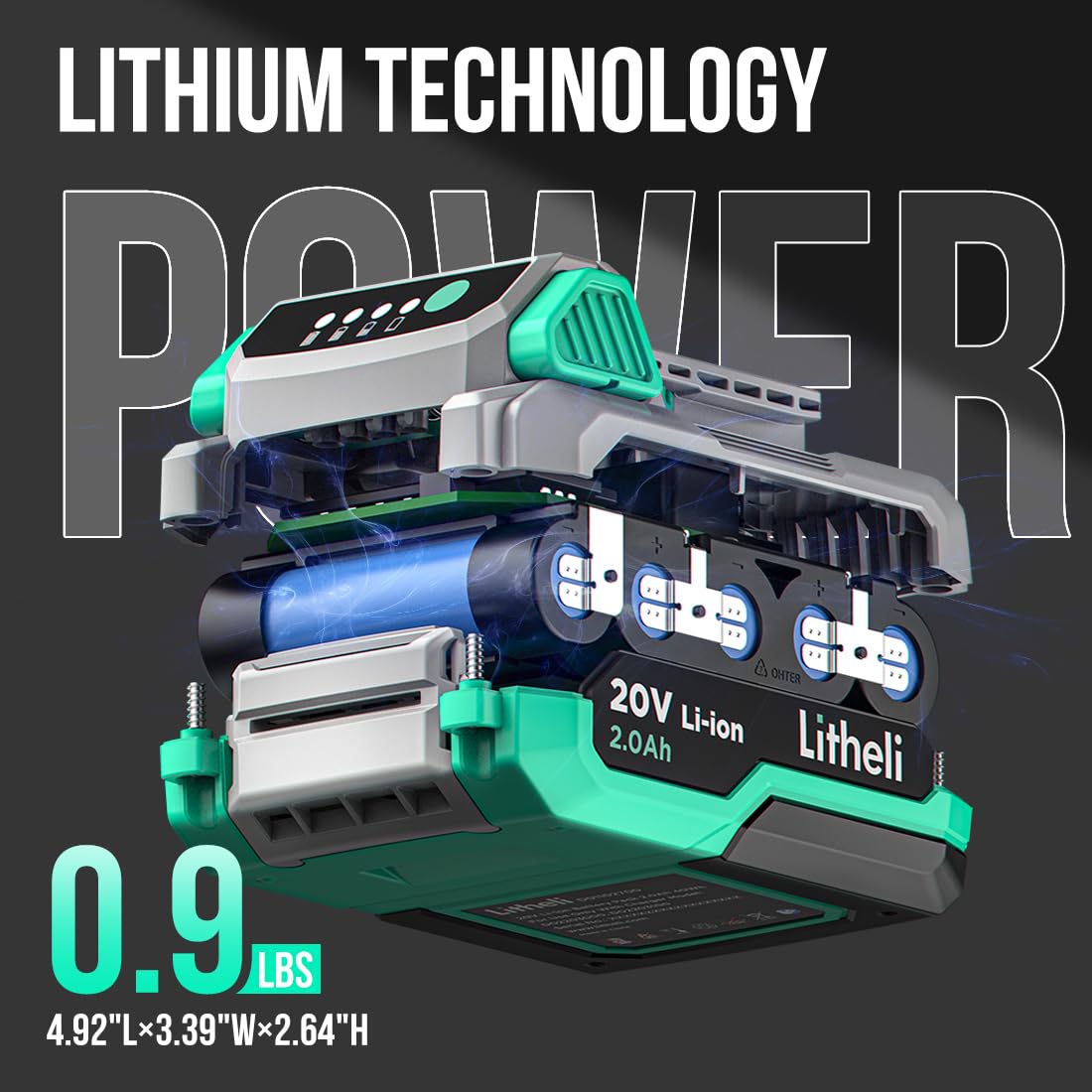 Litheli Cordless Drill Set, 20V Max Power Drill Cordless Set, 3/8” Keyless Chuck, 18+1 Torque Settings, Variable Speed, w/ 2.0 Ah Battery and 1 Hour LiTHELi