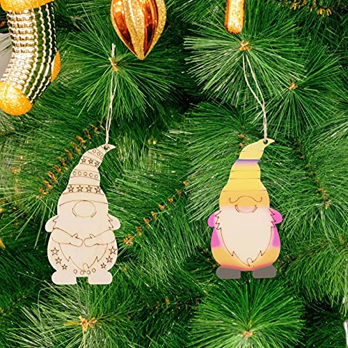 40pcs Gnome Wooden Hanging Ornaments Unfinished Wood Slices for Christmas Tree DIY Painting Graffiti Pendant Home School Decor Milisten