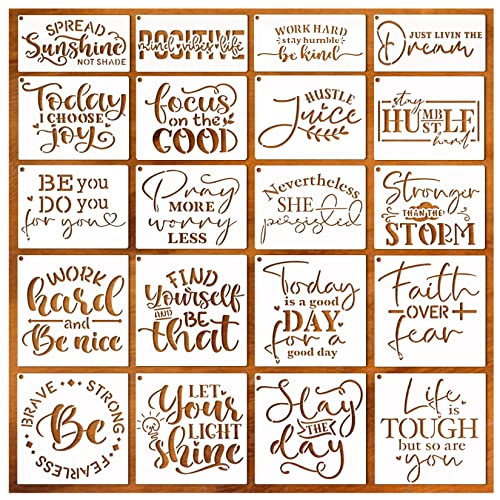 Word Stencils for Painting On Wood Sign Canvas Fabric, Reusable Welcome Farmhouse Burning Inspirational Art Craft Paint Stencil for Shirt Family Pkqon