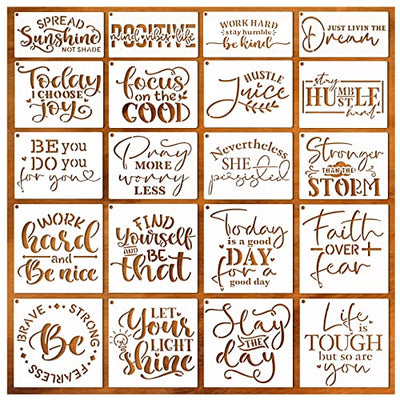 Word Stencils for Painting On Wood Sign Canvas Fabric, Reusable Welcome Farmhouse Burning Inspirational Art Craft Paint Stencil for Shirt Family