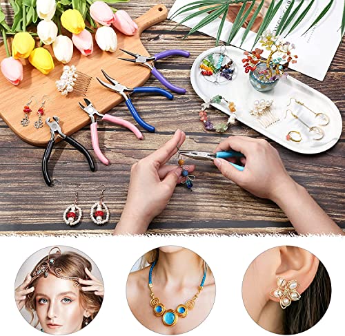 5 Packs Jewelry Pliers Set, Jewelry Making Tools with Needle Nose Pliers/Round Nose Pliers/Chain Nose Pliers/Bent Nose Pliers/Zipper Pliers, Jewelry Mckanti