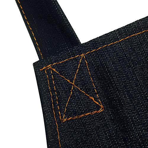 Dadidyc Durable Black Denim Aprons for Men/Women with Pockets Tool Apron Waterproof Adjustable Canvas Apron Lightweight Kitchen Apron Work Apron Dadidyc