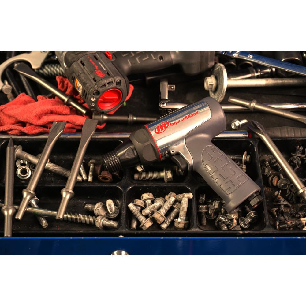 Ingersoll Rand 119MAXK Long Barrel Air Hammer Kit – 5 PC Chisel Set, Lightweight, Quiet, Compact, Powerful, Gray Ingersoll Rand