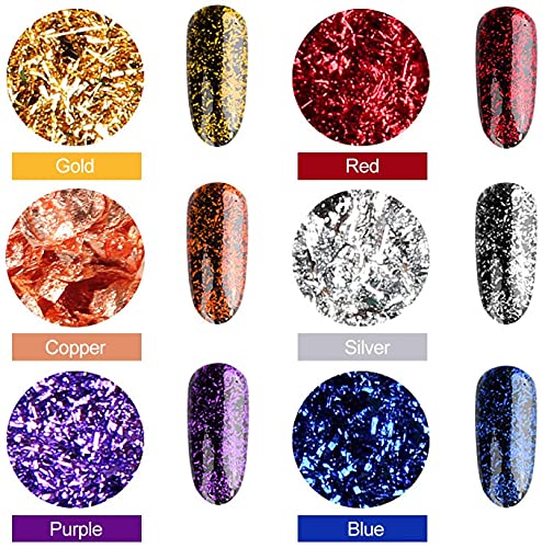 Mingjieus Gold Foil Flakes for Resin 8 Bottles Gilding Flakes Metal Gold Leaf Flakes for Nails,Crafts,Painting Art,Slime Mingjieus