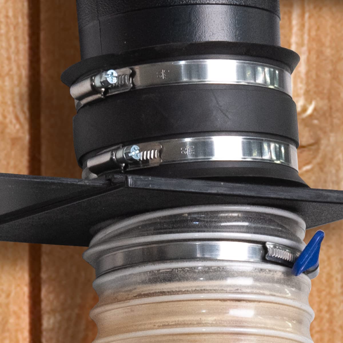 POWERTEC 70148-P2 2-1/2 Inch Dust Control Flex Cuff with Steel Hose Clamps, Hose Connector Rubber Cuff Coupler for Woodworking Dust Collection POWERTEC