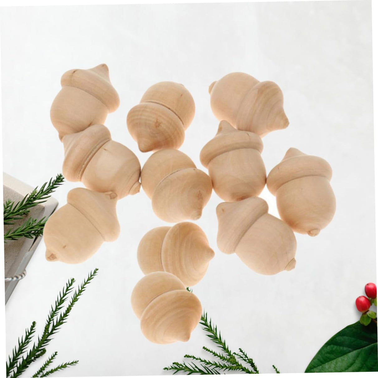 COHEALI 60 Pcs Wood Shapes for Painting Blank Peg Doll Driftwood for Crafts Xmas Wood Peg Wood Peg Doll Unfinished Wood Acorn Cutouts Christmas Peg COHEALI
