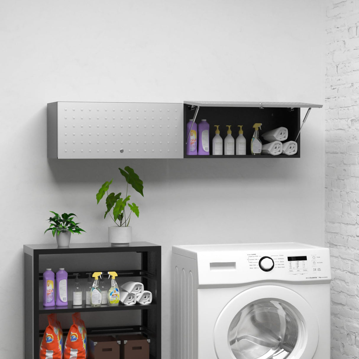 MetalMax Metal Wall Cabinet for Garage Floating Garage Storage Cabinet Wall Mount Shop Cabinet Upper Storage Trailer Cabinet Gearbox Flip Up Tool MetalMax