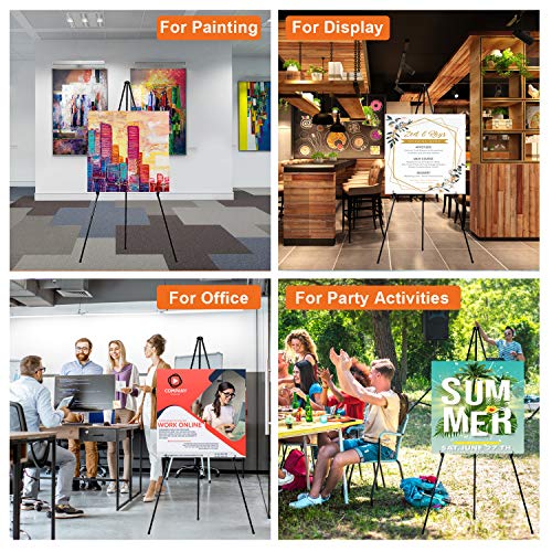 REALWAY 63" Folding Easel Stand for Display,Adjustable Floor Poster Easel for Arts,Pictures,Paintings,Telescoping Black Metal Easel Fit for Signs at REALWAY