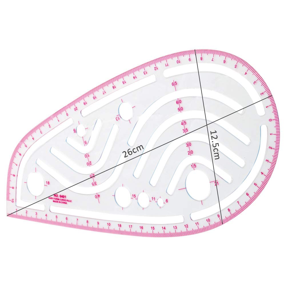 BUDDE Sew French Curve Metric Ruler - 4 Style Fashion Clear Metric Sewing Ruler Set, French Curve Pattern Ruler Kit for Beginners Tailors Designers BUDDE