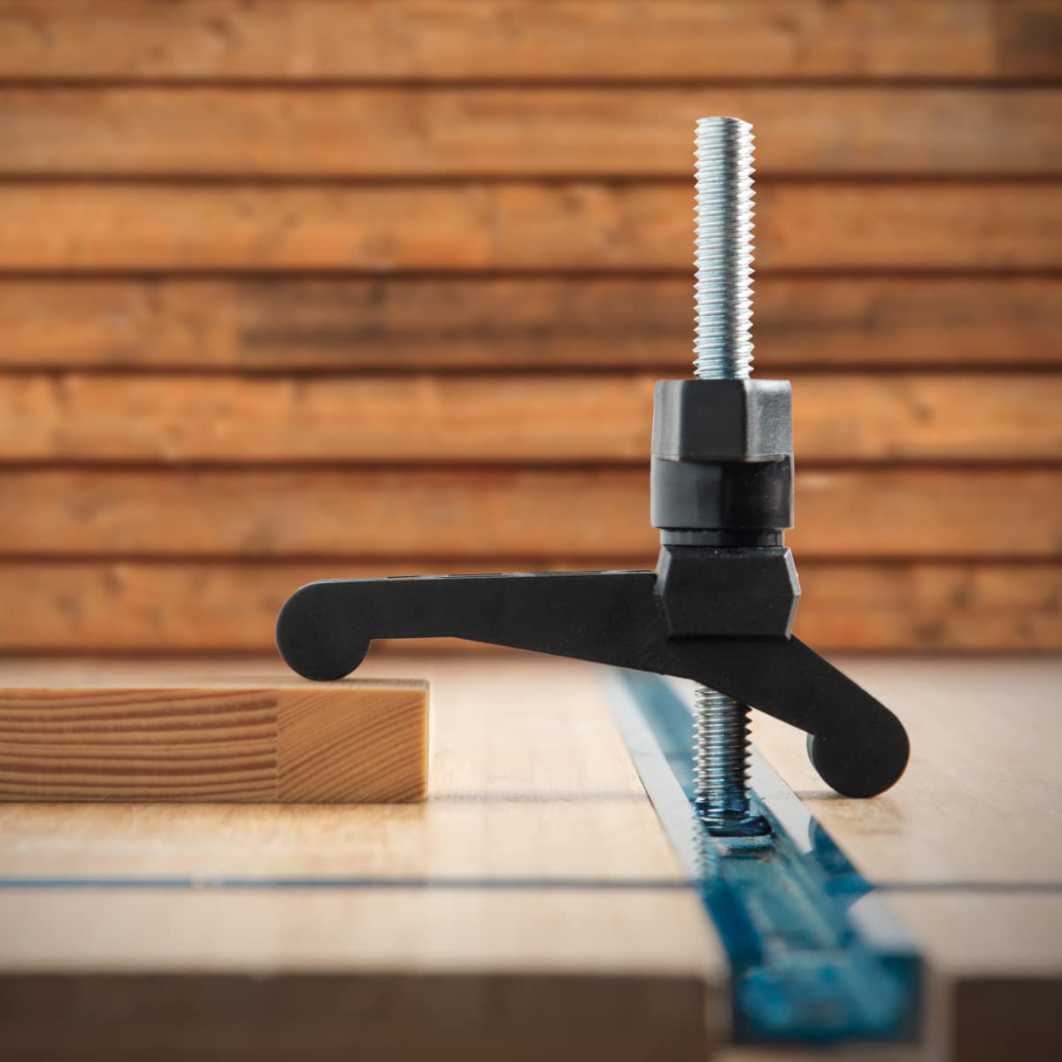 POWERTEC 71661-P2 Mini T Track Hold Down Clamps Woodworking Series, 3-3/4” x ¾ Reinforced Plastic Clamps with Steel T-Bolts, 4 PK POWERTEC