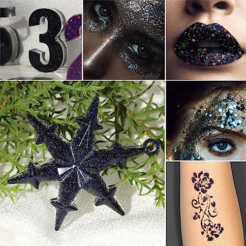 Holographic Ultra Fine Glitter and Chunky Glitter, Teenitor Craft Glitters with 110g Resin Glitter Powder Sequins and 100g Metallic Iridescent Chunky Teenitor