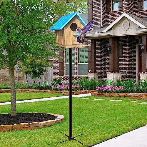 LOPANNY Bird House Pole, 1 Pack 109 Inch Heavy Duty Bird Feeder Pole Mount Kit with 5 Prongs Base for Outdoors, Adjustable Bird Feeder Stand for Wild LOPANNY