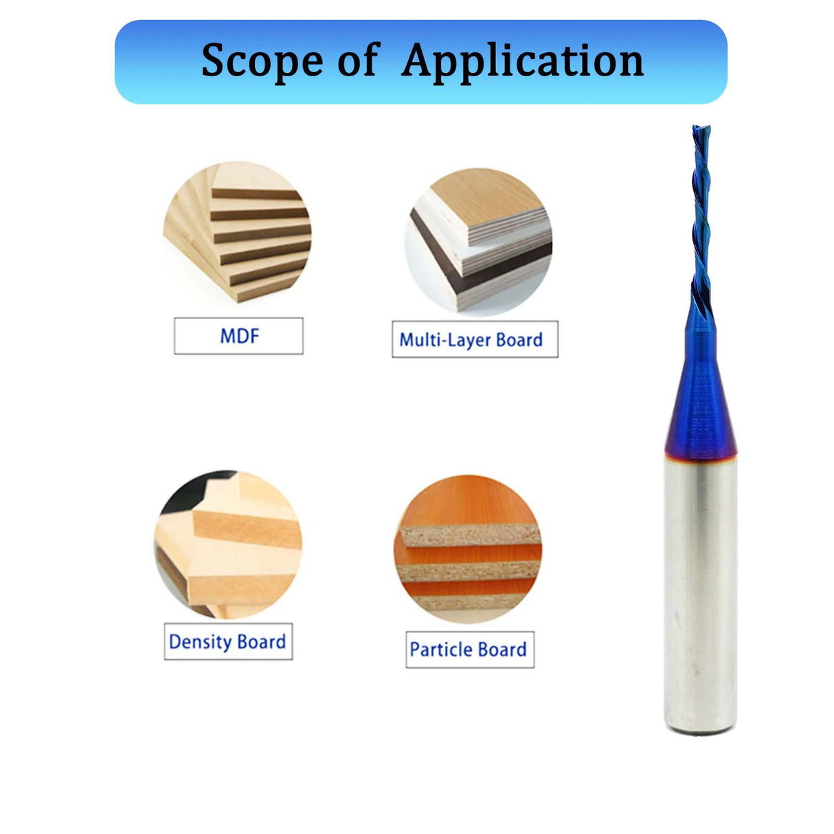 2 PCS CNC Router Bit Down Cut 1/16 inch Cutting Dia 1/4 inch Shank Solid Carbide End Mill with Nanco Blue Coating CNC Bits for Wood Cut 3D Carving YOKISHUN