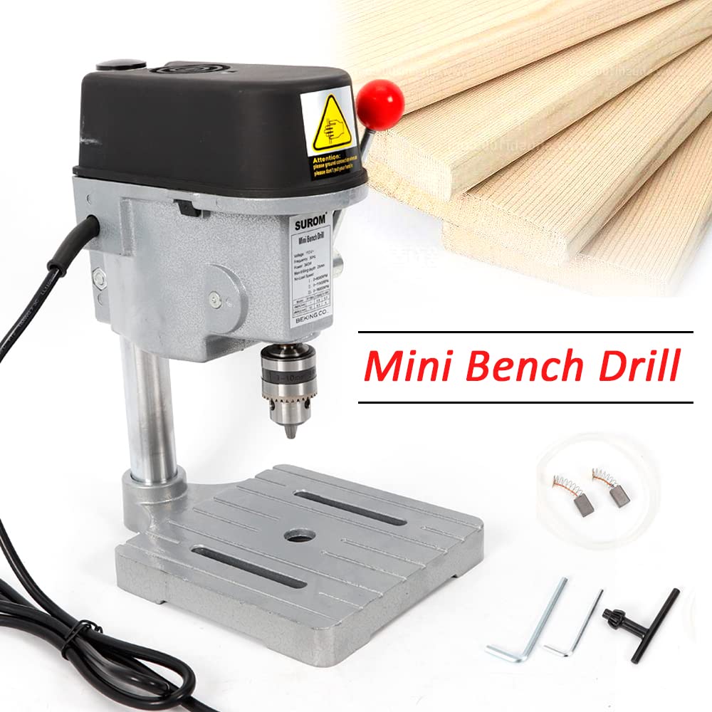 Mini Bench Drill, Portable Drill Press Stand 0-12000rpm 3-Speed Adjustable Benchtop Electric Machine for DIY Furniture Drilling Wood,Plastic EEYBLAEEY