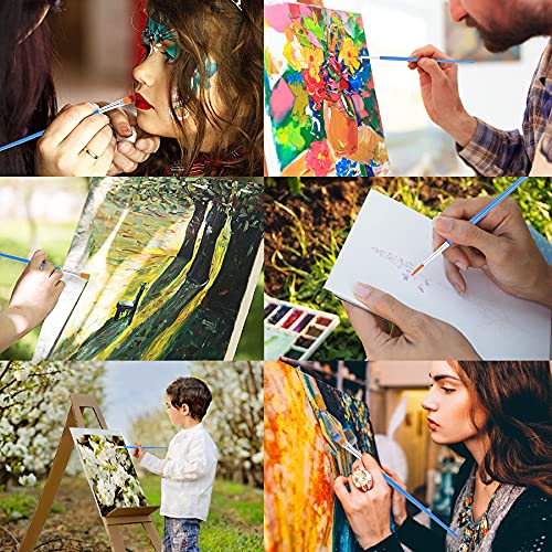 60 Pcs Paint Brushes,Round Flat Small Brush Bulk for Detail Painting DECYOOL