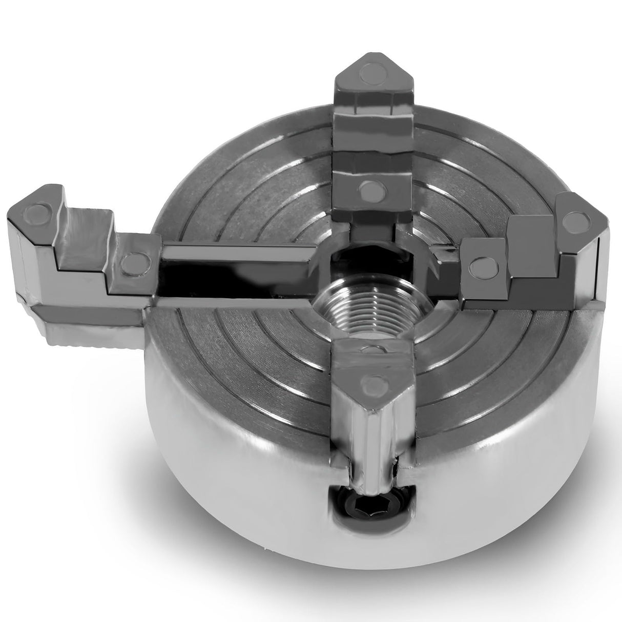 4-Jaw Lathe Chuck Kit, Zinc Alloy Self-Centering Wood Lathe Chuck, with Wrench and Connecting Rod, Independent Reversible Jaw, Sturdy Mini Metal Janoiuc