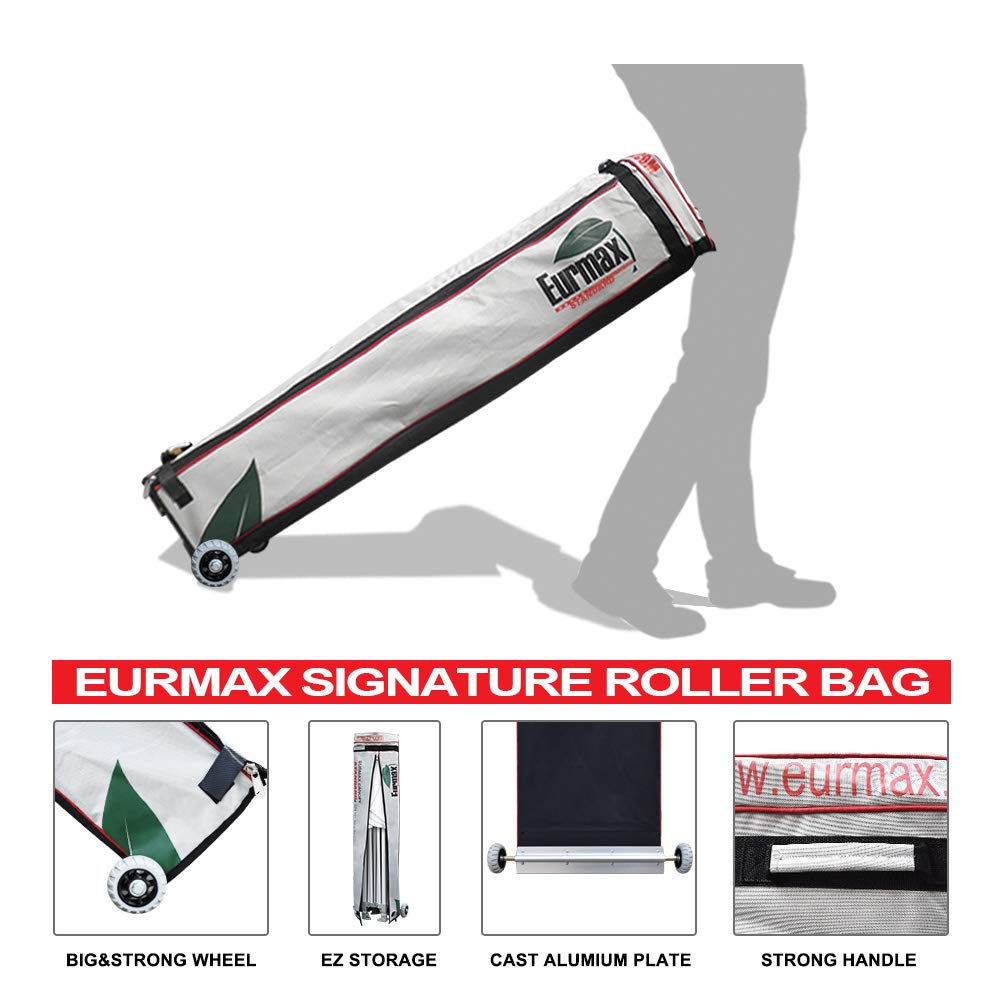 Eurmax USA 10'x20' Pop Up Canopy Tent Commercial Instant Canopies with Heavy Duty Roller Bag,Bonus 6 Sand Weights Bags (Blue) Eurmax