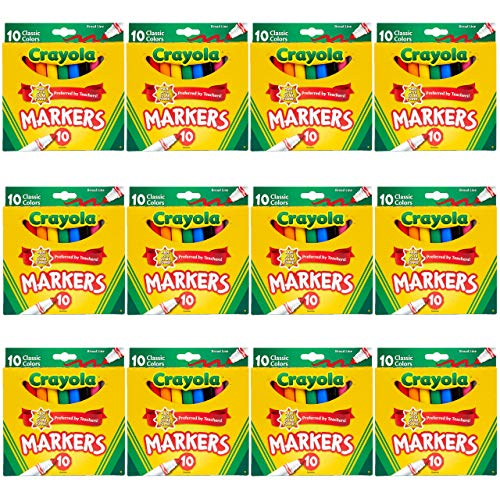 Crayola Broad Line Markers Bulk, 12 Marker Packs with 10 Colors Crayola