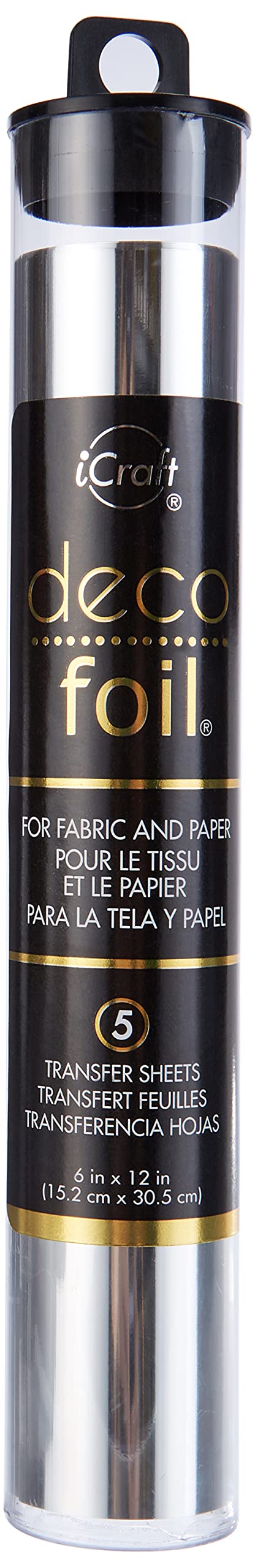 iCraft Deco Foil, 5 Transfer Sheets, 6" x 12", Silver iCraft