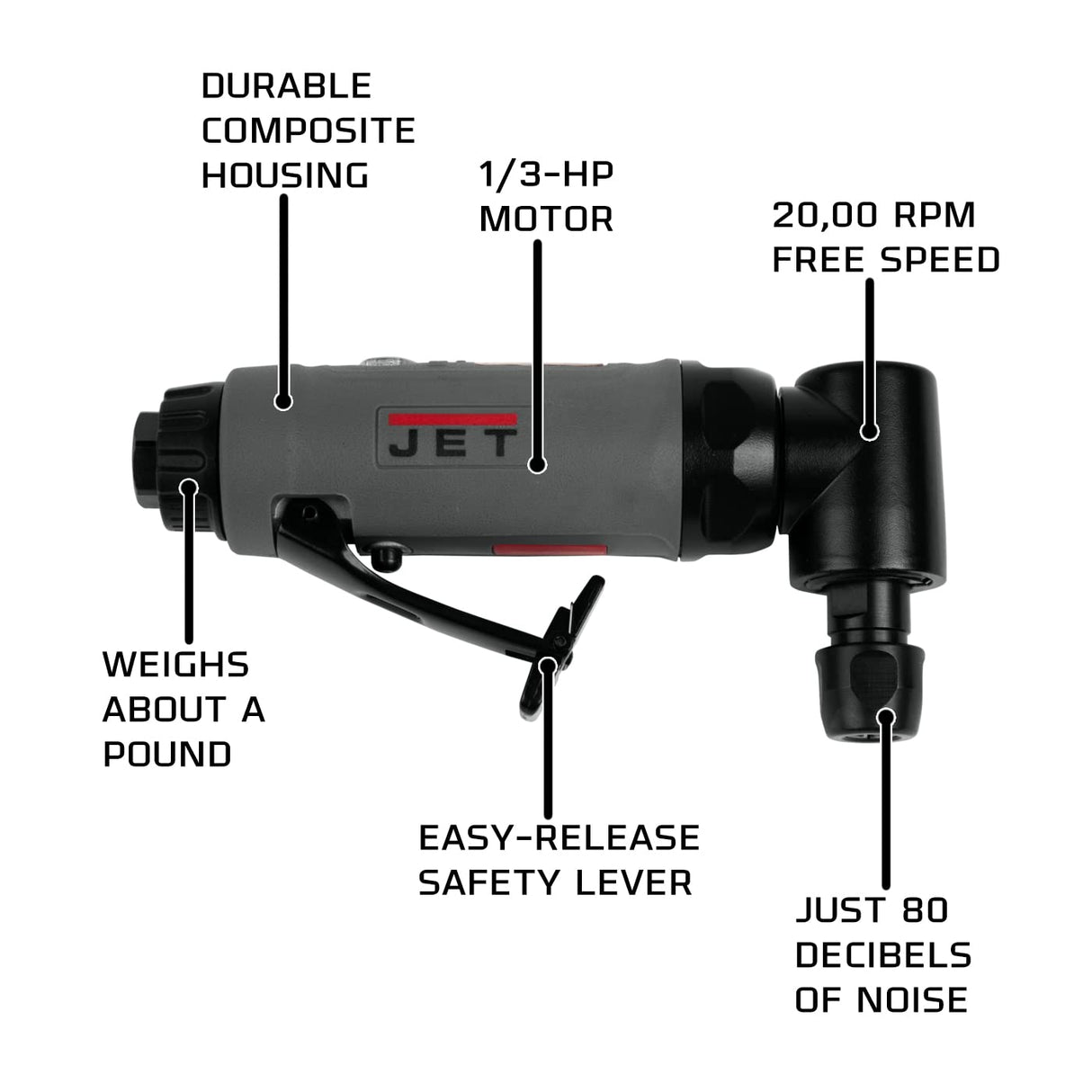 JET 1/4-Inch Right-Angle Composite Die Grinder, 20000 RPM (JAT-415) Jet