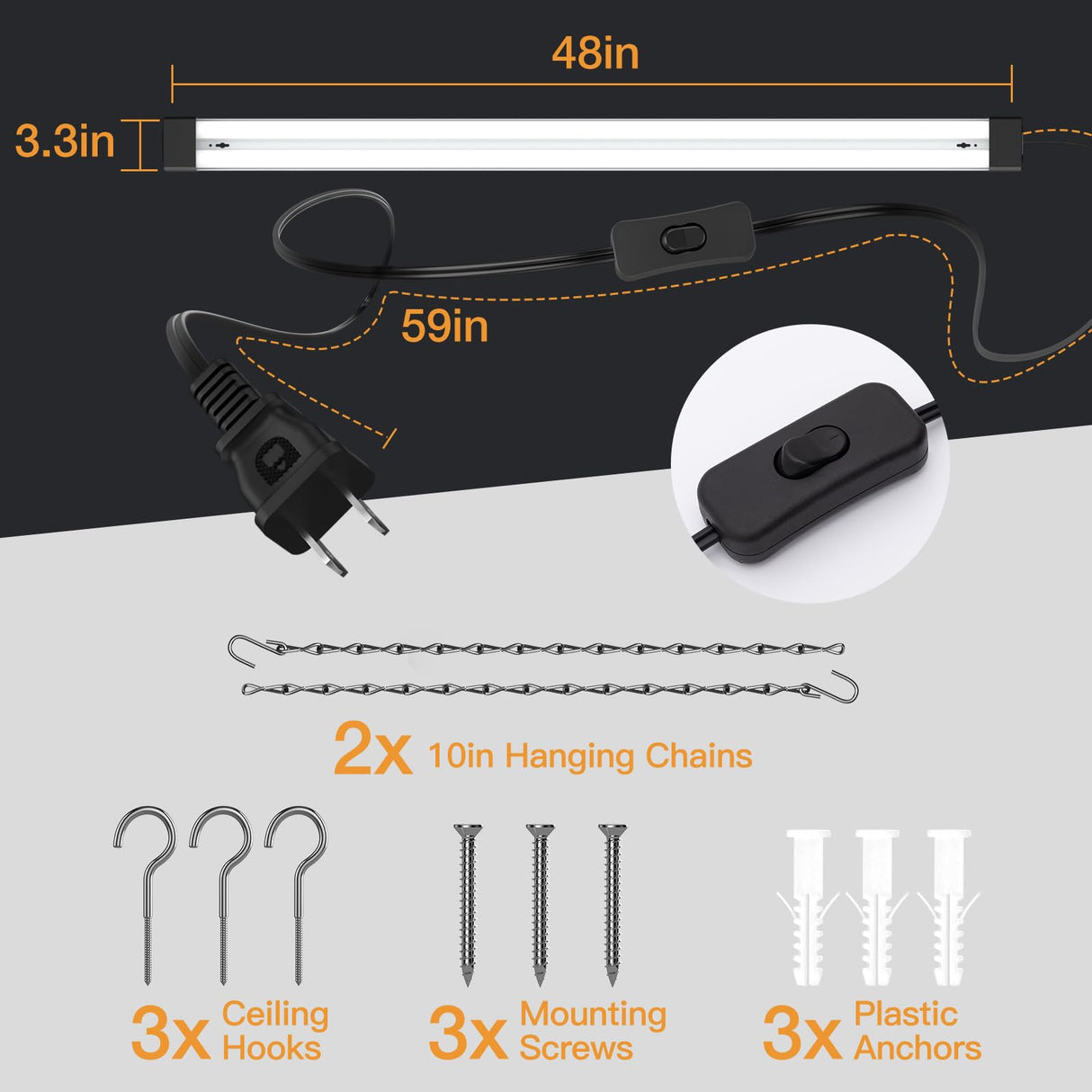 BBOUNDER 12 Pack Linkable LED Shop Light with Reflector, Super Bright 6500K Cool Daylight, 4400 LM, 4 FT, 48 Inch Integrated Fixture for Garage, 40W BBOUNDER