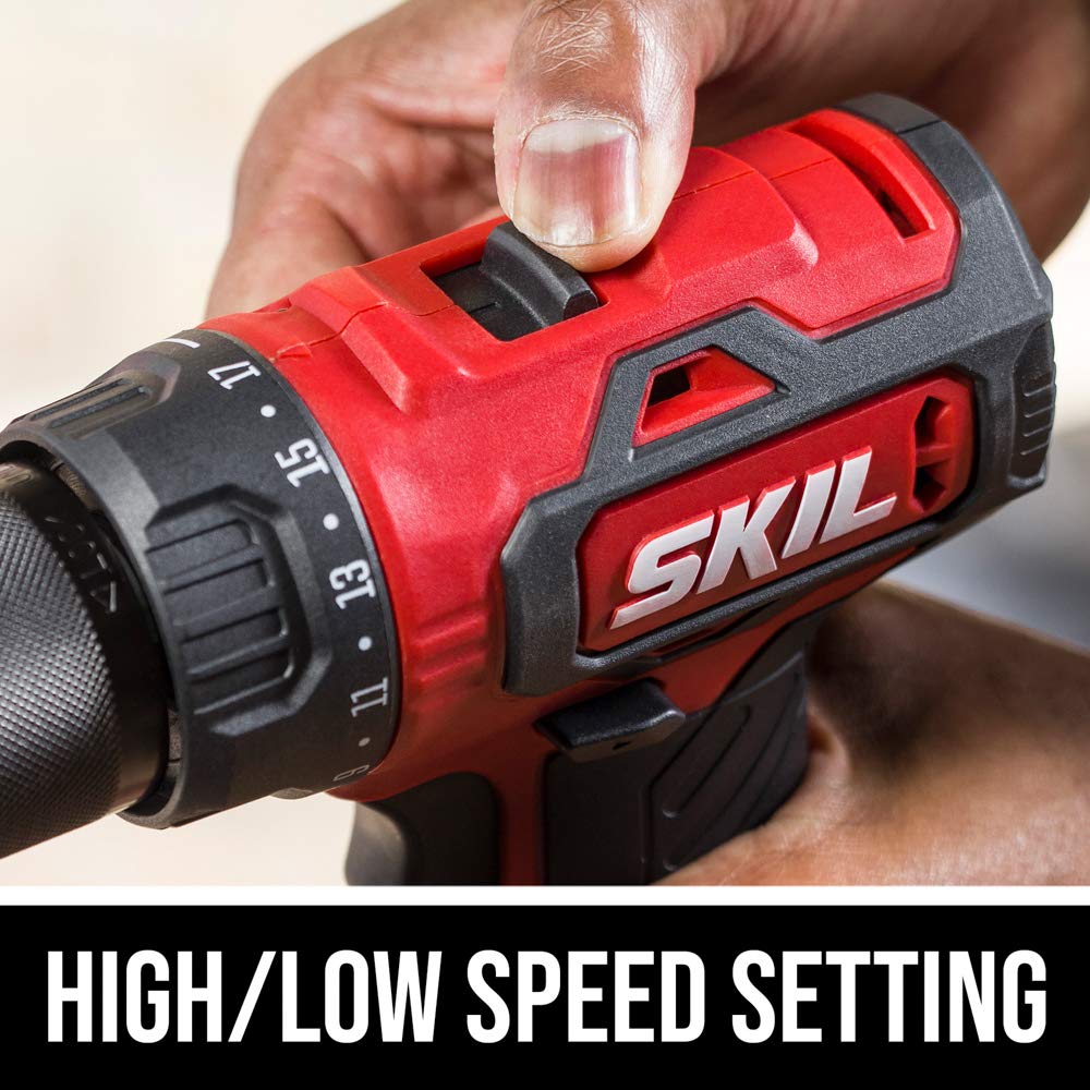 SKIL PWR CORE 20 Brushless 20V 1/2 Inch Drill Driver Includes 2.0Ah Lithium Battery and PWR JUMP Charger - DL529302 Skil
