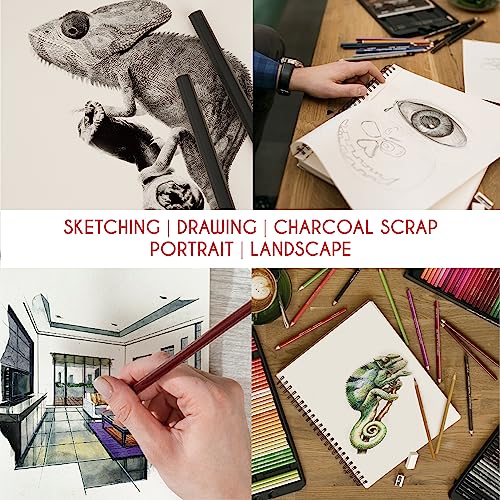 ZENACOLOR - Professional 200 Sheets Sketch Book 9"x12" with Spiral Bound and Hardback Cover - Pack of 2 - White Acid-Free Drawing Paper (100 g) Zenacolor