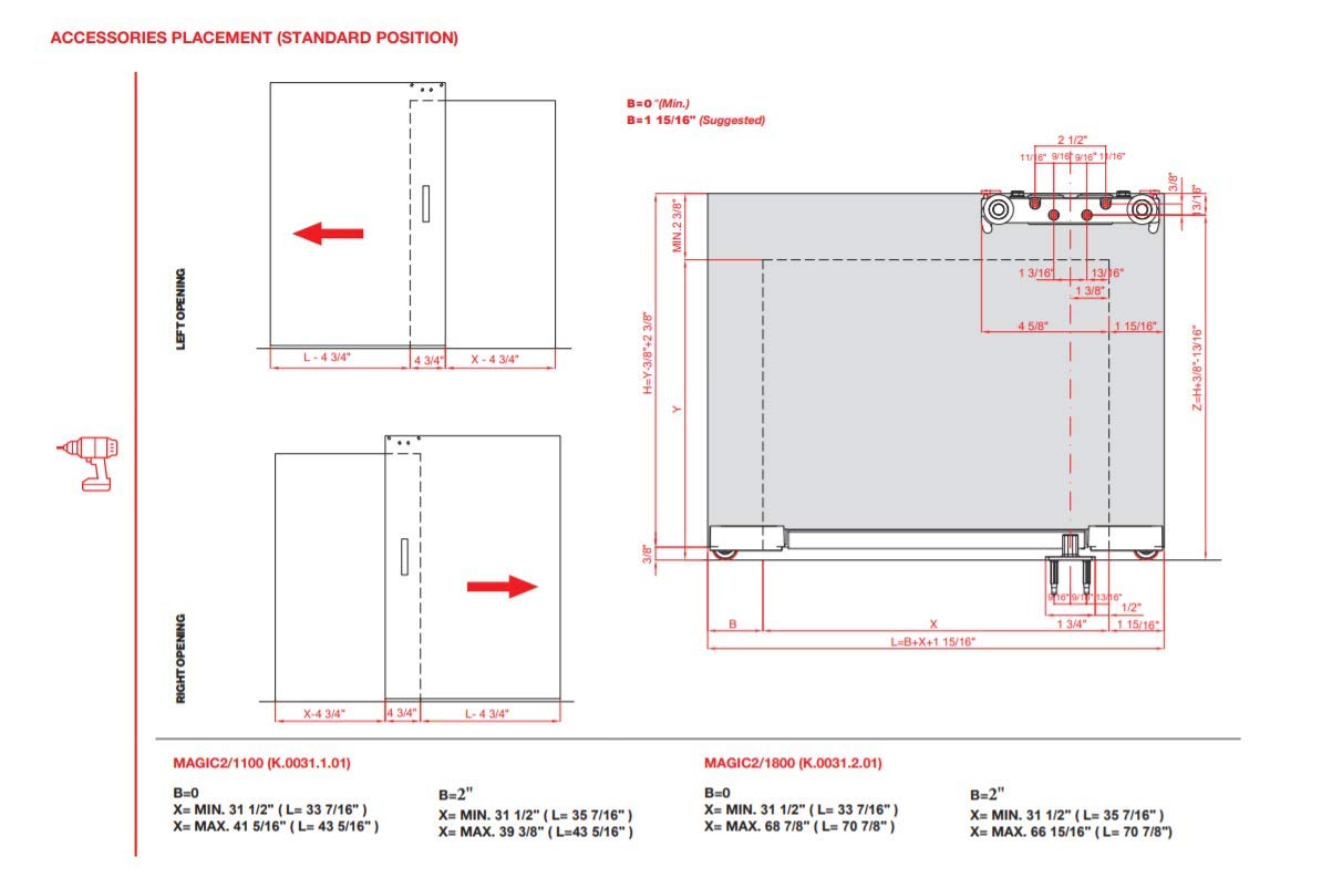 Milcasa Magic 2 (1800) – Wall Mount Concealed Sliding System for Wood Doors (Door is NOT Included) - Completely Concealed Hardware and Track. Made in Milcasa