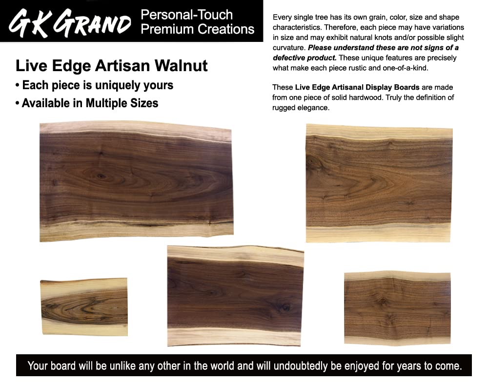 Personalized Cutting Board Wedding Gift Walnut Live Edge Artisan Rustic Display Unique Custom Engraved Anniversary Bride Groom Newlywed Couple GK Grand Personal-Touch Premium Creations