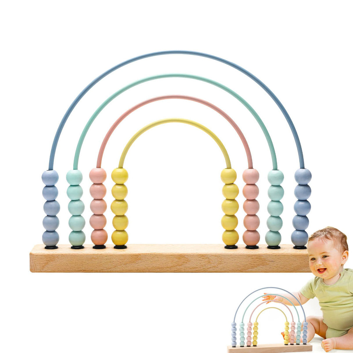 ibwaae Wooden Rainbow Abacus Beads Counting Toys Kids Early Math Skills Montessori Educational Learning Games for Toddler ibwaae