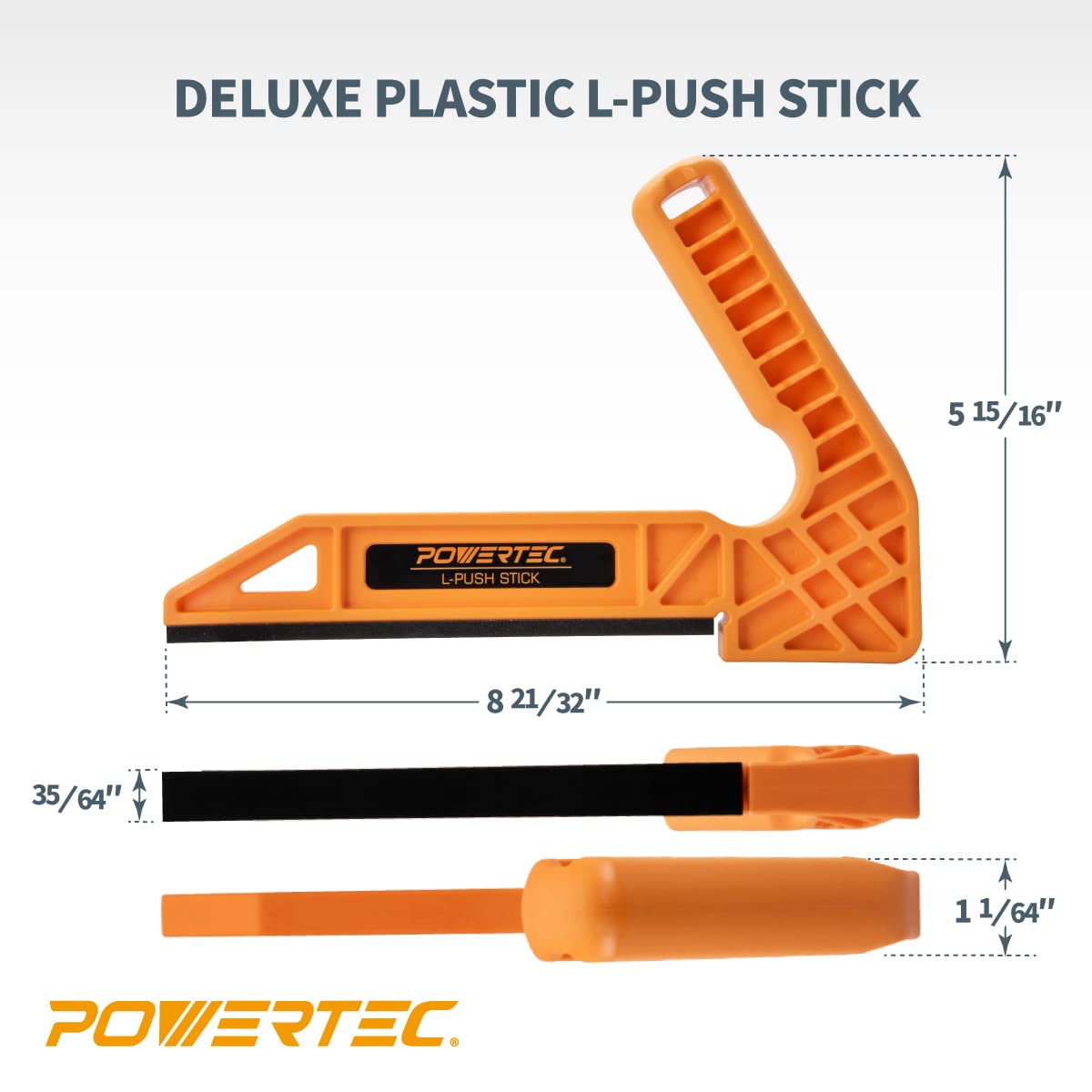 POWERTEC 71551 Safety Kit - Featherboard, Push Block and Push Stick, 3PK POWERTEC