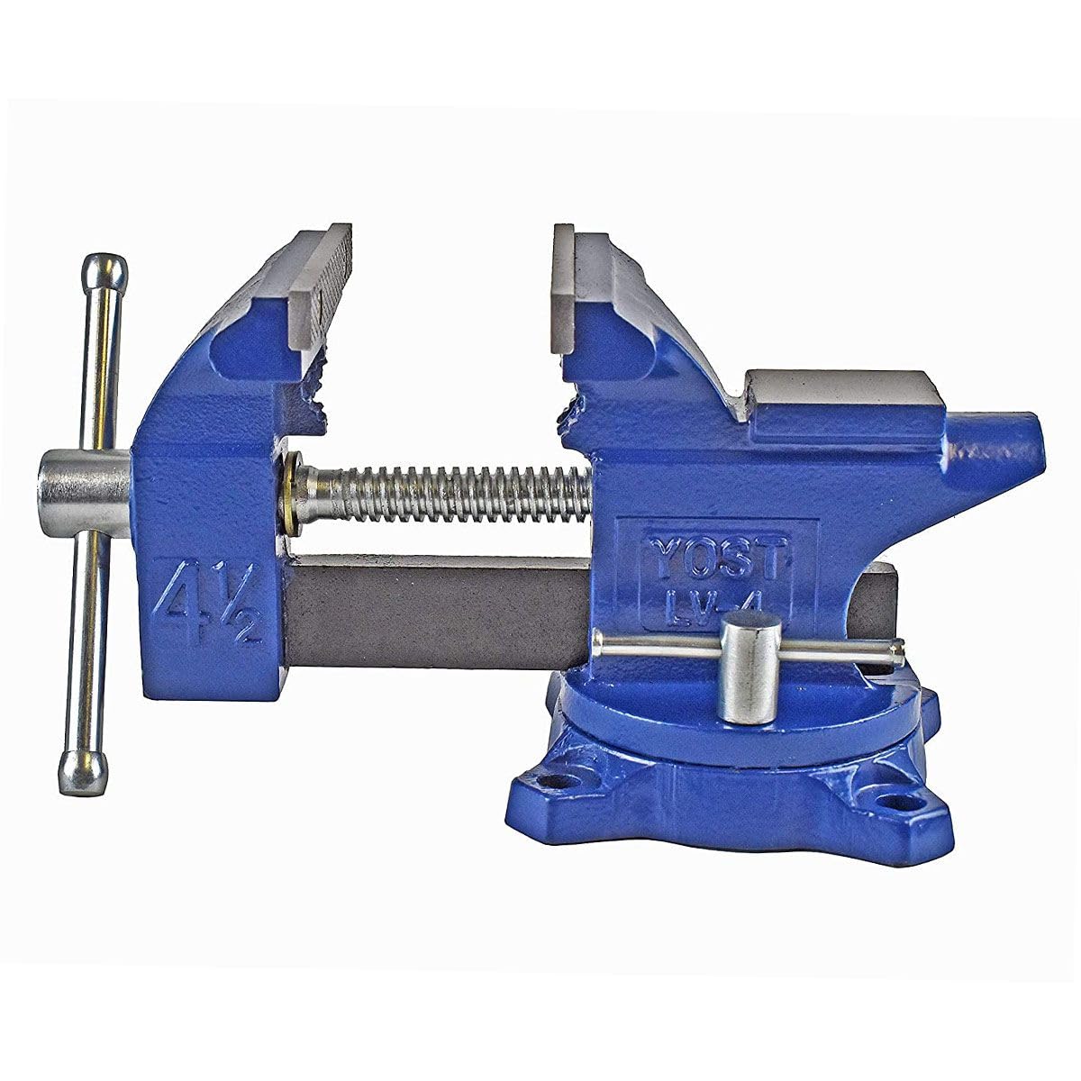 Yost Vises LV-4 Homeowner's Vise | 4.5 Inch Jaw Width with a 3 Inch Jaw Opening Home Vise | Secure Grip with Swivel Base | Blue Yost Vises