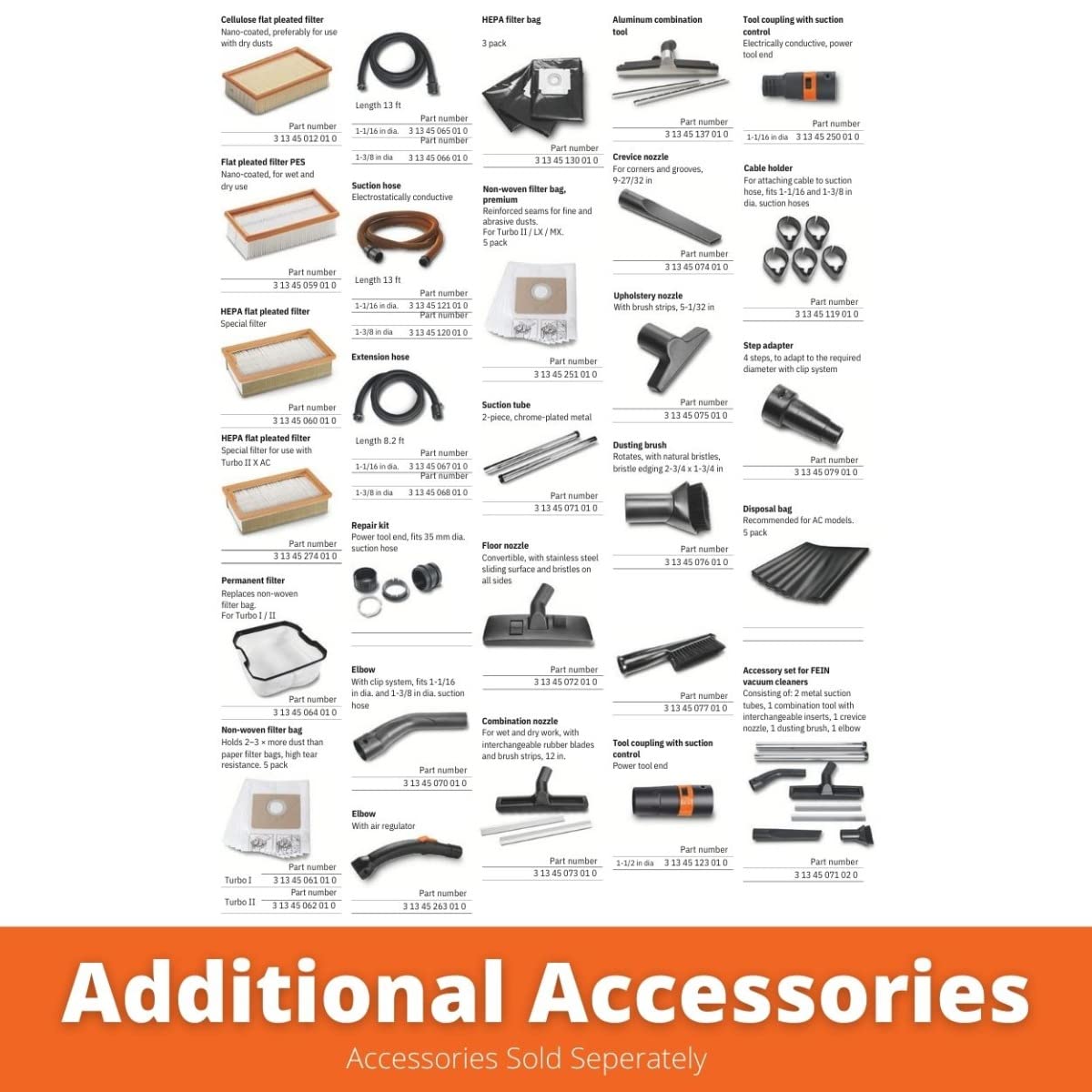 Fein Turbo I Wet/Dry Vacuum Cleaner with Dust Extractor - 5.8 Gallon, 151 CFM Suction Capacity, 98 PSI Static Water Lift - 92035236090 Fein