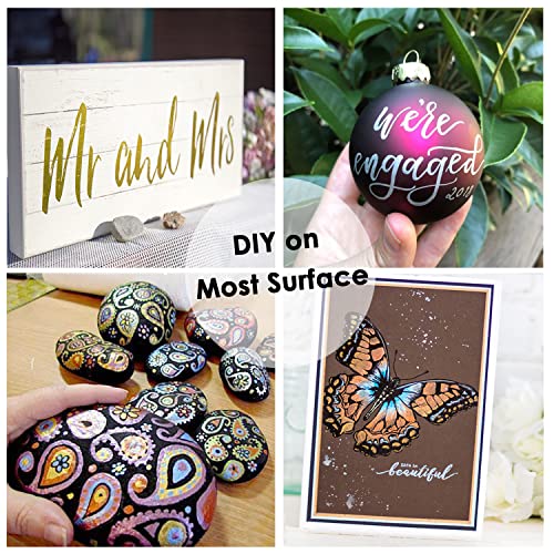 Sunshilor Dual Tip Metallic Marker Pens, Brush and Fine Point Pens for Black Paper, Rock Painting, Easter Egg, Halloween Pumpkin, Card Making, Metal, Sunshilor