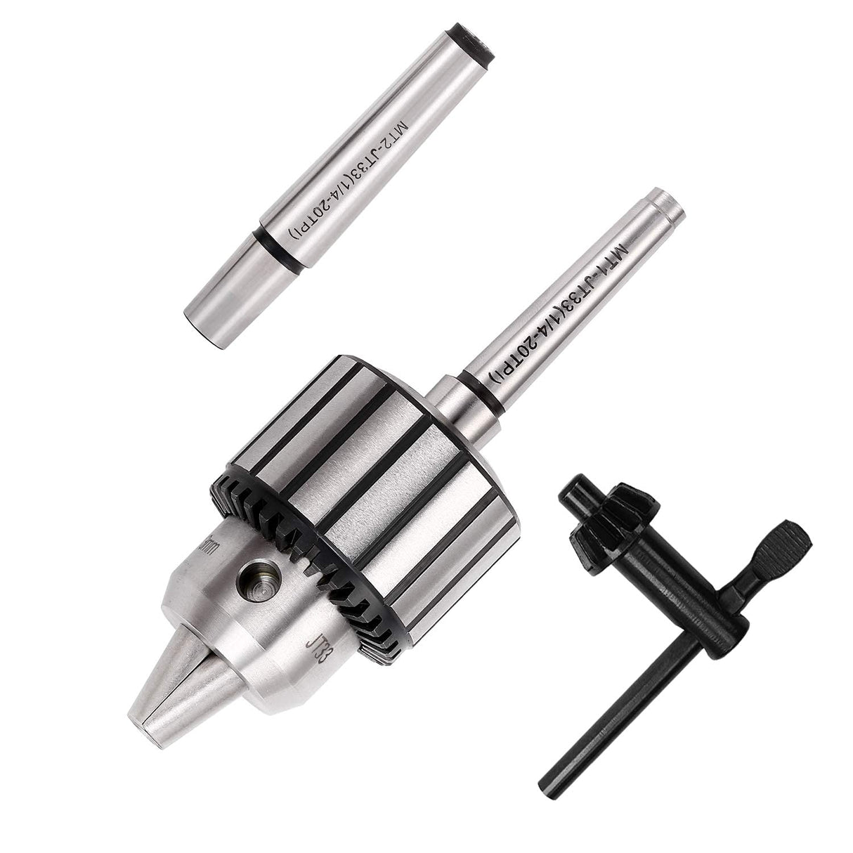 KingTool 4 Pcs Drill Chuck Set - 1/2-Inch Drill Chuck with Chuck Key with #1 (JT33-MT1) and #2 (JT33-MT2) Morse Taper Arbor - WoodArtSupply