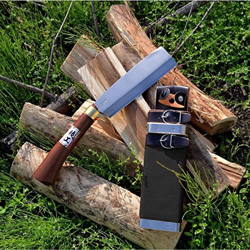 KAKURI Japanese NATA Tool Knife 6.5" Made in Japan, Bushcraft Hatchet Axe with Sheath for Camping, Outdoor, Campfire, Gardening KAKURI