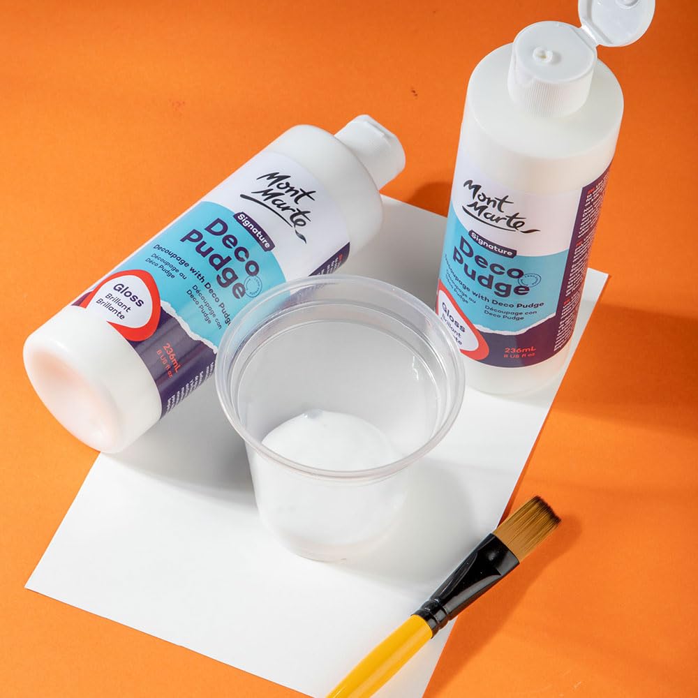 Mont Marte Deco Pudge Craft Varnish Signature 236ml (8 US fl.oz) – Gloss, Multi-Purpose Clear Craft Sealer, Varnish and Decoupage Glue, Ideal for MONT MARTE