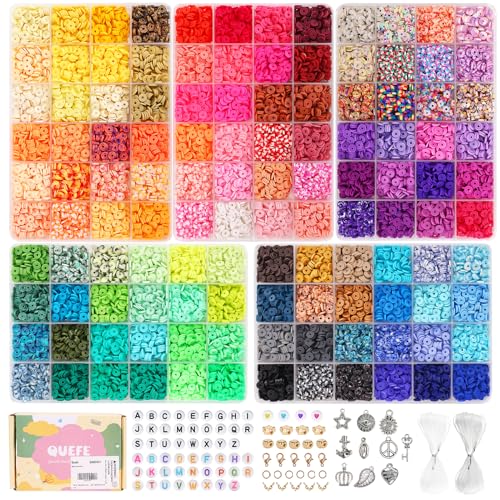 QUEFE 15000pcs 144 Colors Clay Beads Charm Bracelet Making kit for Girls  8-12
