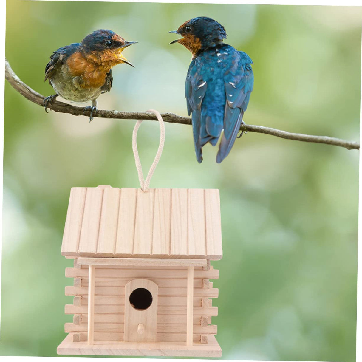 BESPORTBLE 2pcs Hanging Wooden Bird's Nest Wood Decor Wooden Decor Bird Feeders for Outdoors Parakeet Wooden Bird Nest Wood Trim Natural Bird Hut BESPORTBLE