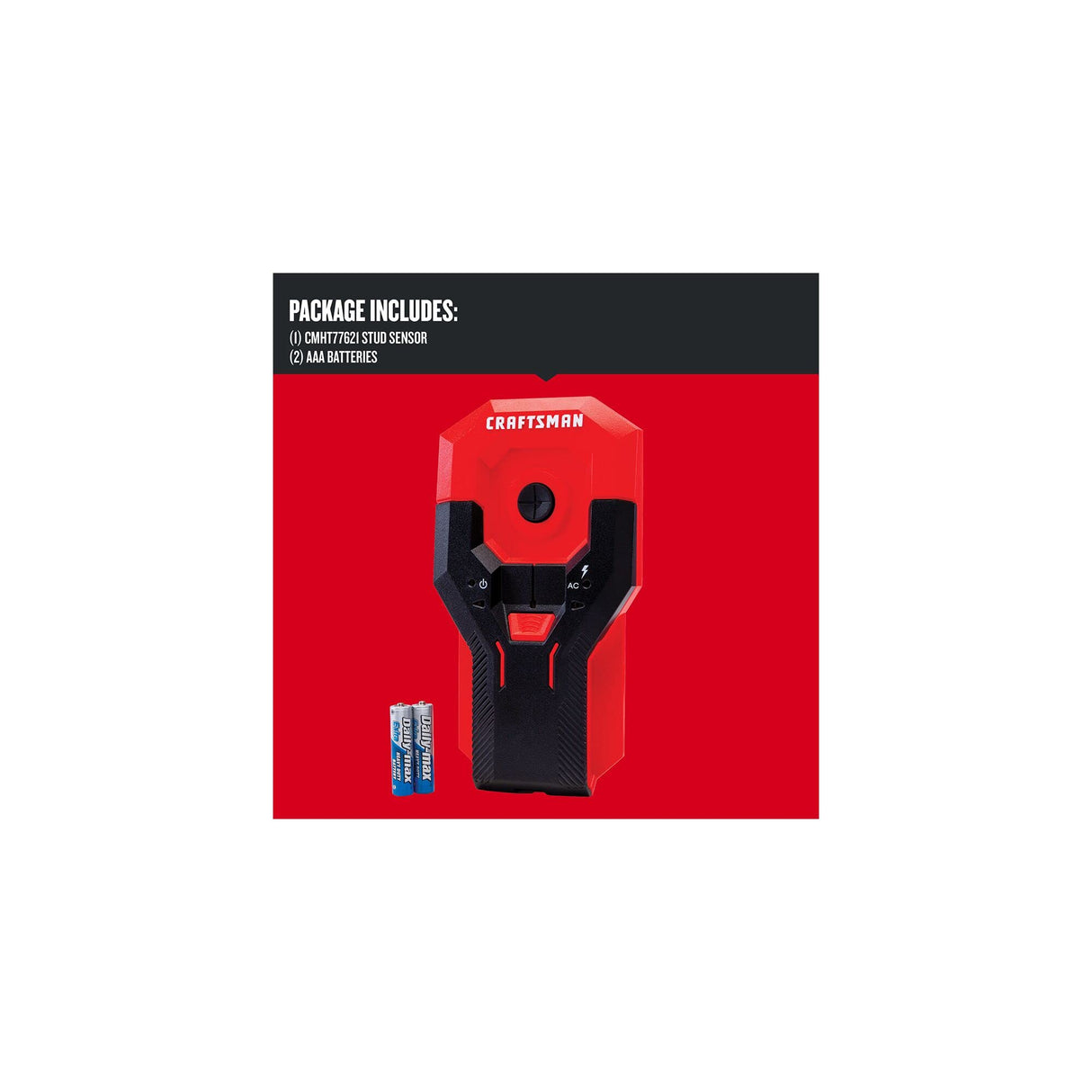 CRAFTSMAN Stud Finder, 1.5”, With AC Detection, Batteries Included (CMHT77621) Craftsman