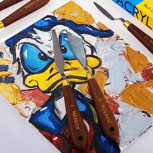 MEEDEN 5 Pieces Painting Knife Set Versatile Stainless Steel Spatula Palette Knife Oil Painting Accessories Mixing Scraper for Oil, Paint Color MEEDEN