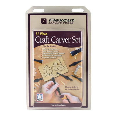 Flexcut Carving Tools, Craft Carver Set, 10 Carving Blades and Interchangeable ABS Handle Included (SK107)