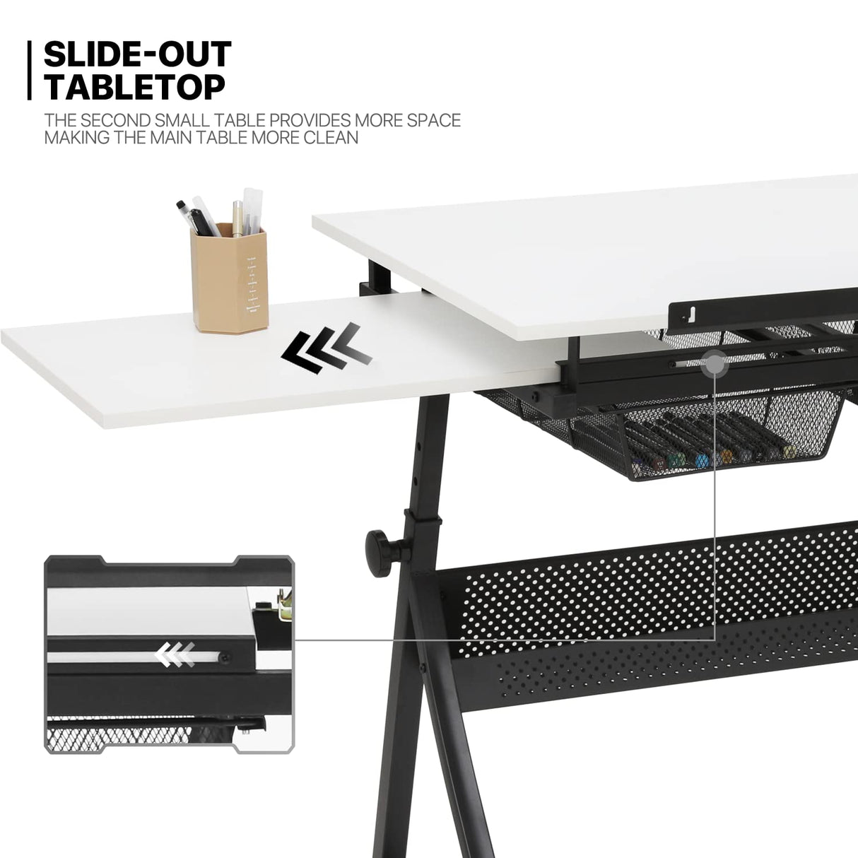 MoNiBloom Art Deco Drafting Table, Height-Adjustable, Tiltable Tabletop, Stool for Reading Writing Painting, Homeschooling Desk for Children with 2 MoNiBloom