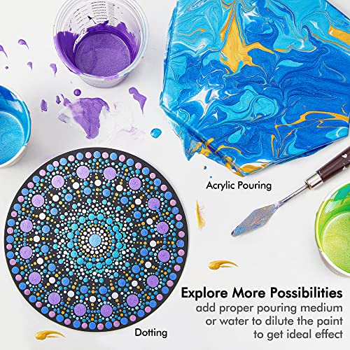 Shuttle Art 30 Colors Metallic Acrylic Paint, Artist Grade Metallic Paint in Bottles (60ml, 2oz), Rich Pigmented, High Viscosity, Non-Toxic for Shuttle Art