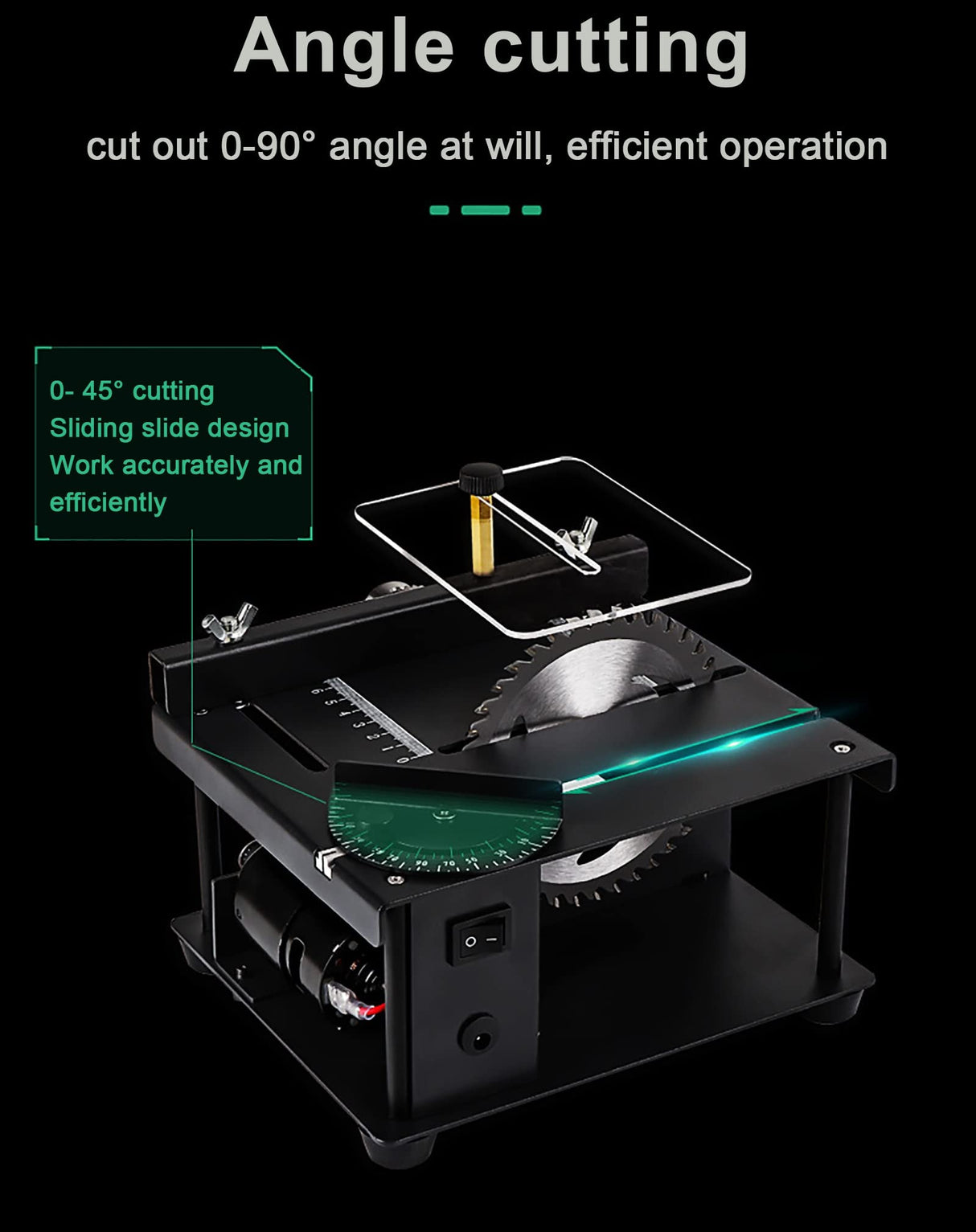 Mini Sliding Table Saw Woodworking DIY Hobby Model Cutting Bench Saw Household for Metal,Wood,PVC Plastic,Acrylic Cutting Futchoy