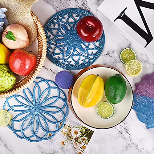 Large Coaster Molds, 3 PCS Silicone Molds for Resin Casting, Mandala Coaster Resin Molds Set, Round Coaster Epoxy Molds for Making Carved Hollow Cups ZMCHE